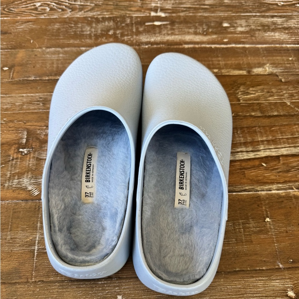 Super-Birki Shearling dusty blue, size 37 (US 6.5)